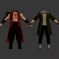 Two Men Character Models Wearing Red Vest And Green Coat With Black Pants