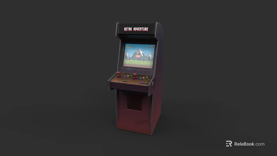 Classic Arcade Machine Entertainment Appliance With Game Screen And Control Buttons 3d model 