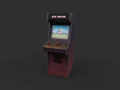 Classic Arcade Machine Entertainment Appliance With Game Screen And Control Buttons 3d model
