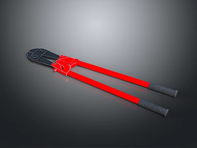 Red And Black Bolt Cutter With Ergonomic Handle Heavy Duty Cutting Tool Design 3d model