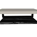Modern Coffee Table With Wooden Frame Light Upholstered Top And Lower Shelf 3d model