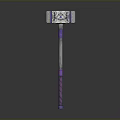 3D Model of Decorative Hammer With Purple Striped Handle and Metal Head