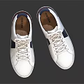 White Casual Lace Up Sneakers Featuring Navy And Maroon Side Accents