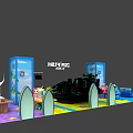Vibrant Playground Booth Featuring Hetalin Black Equipment Blue Display Boards Green Seats And Colorful Floor