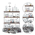 Various Laboratory Glassware Including Beakers Flasks And Test Tubes On Shelves 3d model