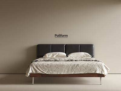 Middle Age Double Bed Modern Double Bed Leather Bedroom Bed 3d model