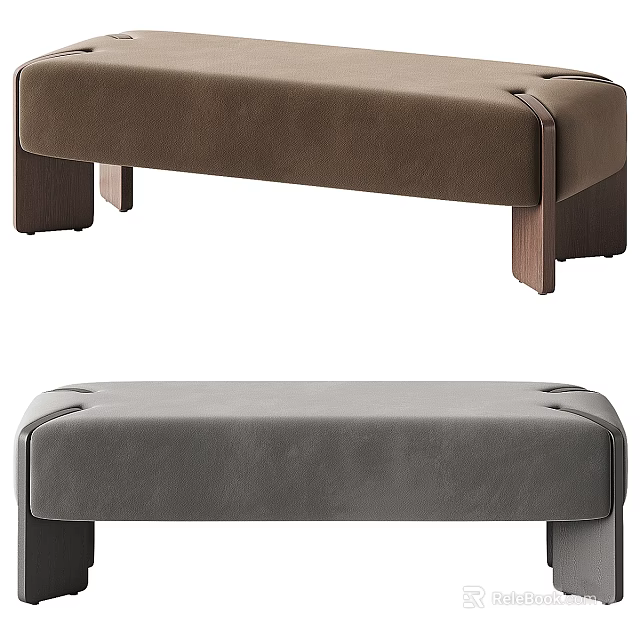 Modern Minimalist Leisure Chair With Brown And Gray Upholstery And Wooden Legs 3d model 
