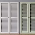 Modern Louvered Wardrobe Doors in White and Light Green with Double Panels