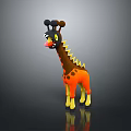 Cartoon Giraffe Character With Black Orange Yellow Colors Spiked Neck And Black Spots