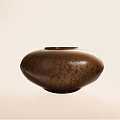 Ceramic Brown Kitchen Bowl with Black Speckles and Rounded Shape on Light Background 3d model