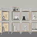 Modern Storage Rack Cross Optical Axis Bookshelf Decorative Rack Marine Plate 3d model