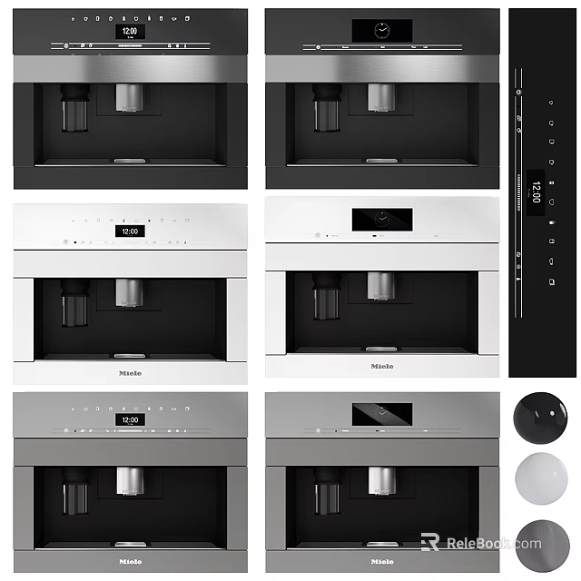 Multiple Style Coffee Machines in Black White Silver with Control Panel Design 3d model
