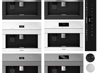 Multiple Style Coffee Machines in Black White Silver with Control Panel Design 3d model