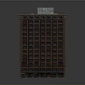 Red Brick Multi Storey Residential Building With Multiple Windows And Ground Floor Shops 3d model