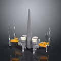 Model Spacecraft With Gray Main Body Yellow Engine Parts And Antenna Structures 3d model