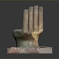 Artistic Hand Shaped Stone Sculpture With Square Textured Base As Decorative Art Piece