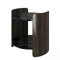 Modern Bedside Table With Dark Wood Frame And Black Marble Shelf 3d model