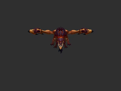 Mythical Dragon Sculpture With Red Yellow Colors And Detailed Winged Design Carving 3d model