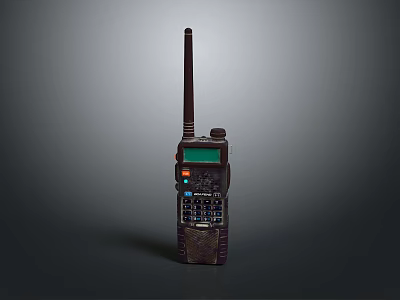 Professional Portable Walkie Talkie With LCD Screen Keypad And Long Antenna 3d model