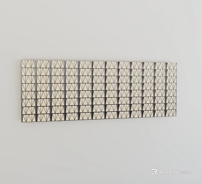 Stylish Modern Geometric Wainscoting With Repeating Diamond Patterns And Dark Lines 3d model 