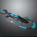 Advanced Aerospace Mechanical Device With Metallic Ring Structure And Blue Glowing Accents