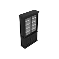 Elegant Classic Black Wooden Bookcases With Glass Doors Storage Drawers And Cabinets