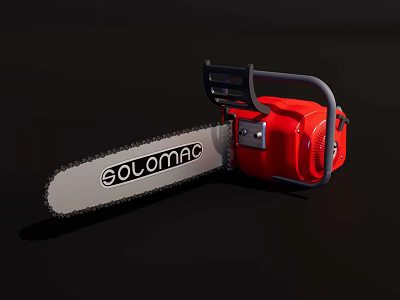 Eolomaq Red Industrial Chainsaw With Sharp Chain And Ergonomic Handle 3d model
