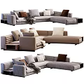 Modern Sectional Sofa Design With L Shaped Seating Multiple Cushions And Comfortable Fabric 3d model
