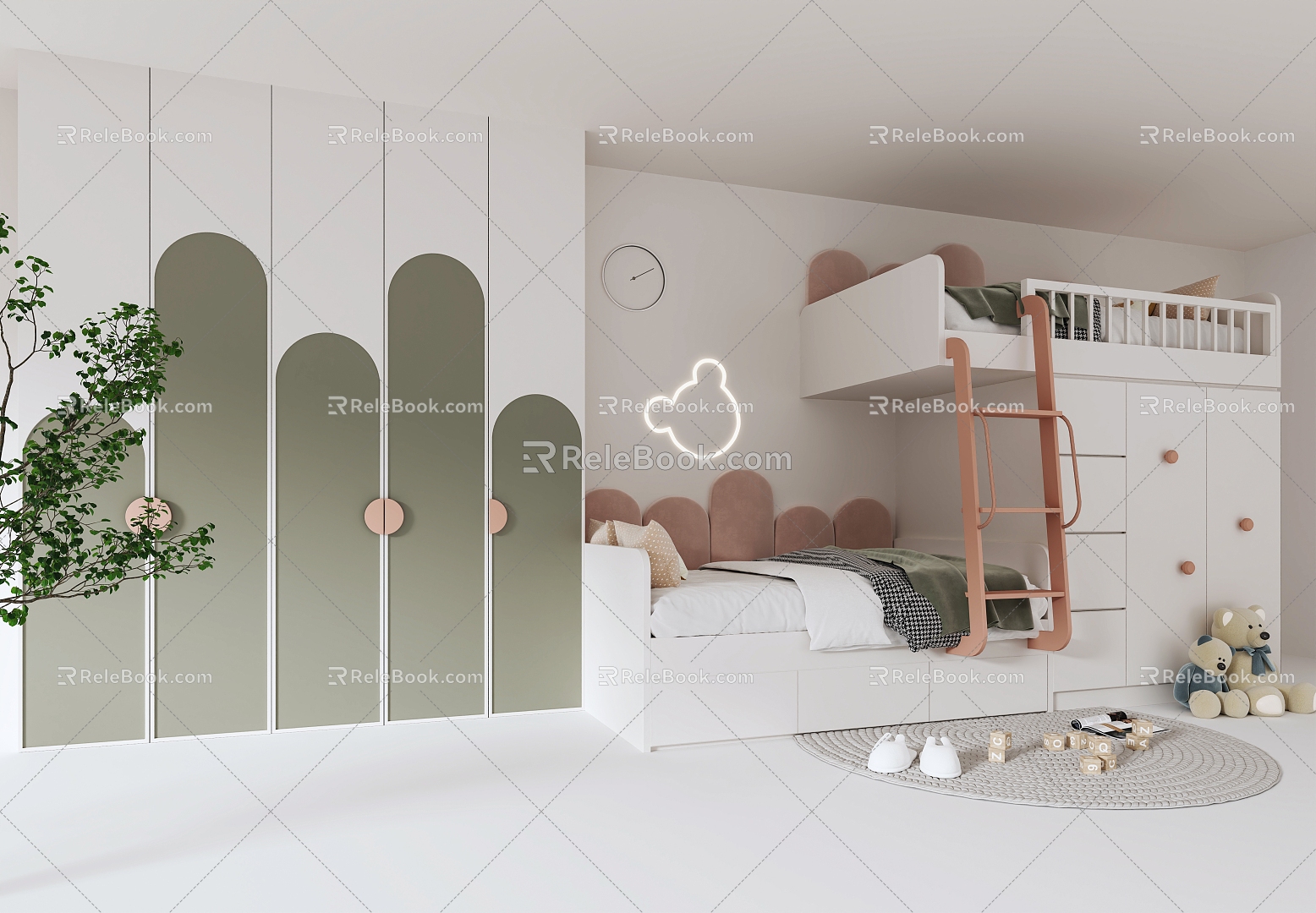 Children's room bunk 3d model