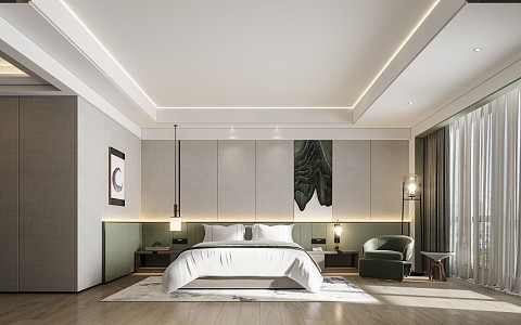 Modern Room Hotel Room King Room 3d model