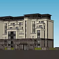 Modern Classical Residential Building With Symmetrical Facade And Decorative Top Floors