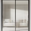 Modern Sliding Doors With Grid And Ribbed Glass For Home Interior Space Partition