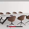 Modern Conference Table Design With Brown Chairs And Rectangular Metal Frame Setup 3d model