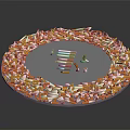 Cigarette Butts Arranged In Circular Display With No Smoking Symbol