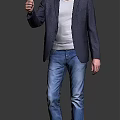 Casual Business Man Wearing Blazer T Shirt And Blue Jeans Daily Outfit Look 3d model
