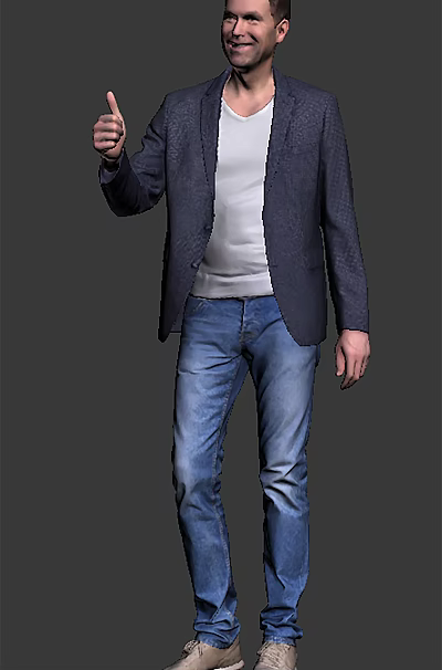 Modern man vertical thumb male 3d model Modern man vertical thumb male 3d model