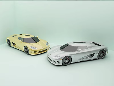 Yellow and Silver Sports Cars with Sleek Modern Aerodynamic Design 3d model