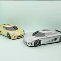 Yellow and Silver Sports Cars with Sleek Modern Aerodynamic Design