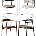 Modern Dining Chairs with Rattan Seats Wooden Frames and Metal Legs Design