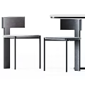 Modern Minimalist Dining Table Set With Matching Chairs And Sleek Metal Frame 3d model
