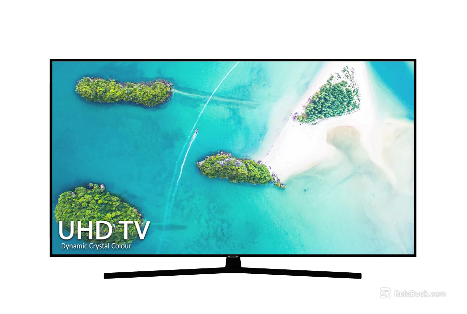 UHD TV Crystal UHD High Definition Screen Displaying Vivid Island Scene 3d model 