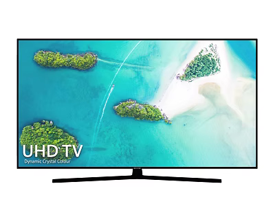 UHD TV Crystal UHD High Definition Screen Displaying Vivid Island Scene 3d model