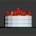Fresh Fruit Decorated Cake with Strawberries Kiwis and Orange Slices on Green Plate