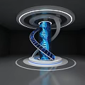 DNA Double Helix Spiral Structure With Blue Column And Circular Rings Design