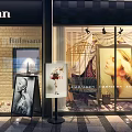Rathmann Shop Window Display With Brick Wall Curtain Lighting And Female Portrait Posters