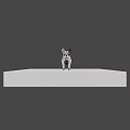 Low Poly Dog Model With White And Brown Geometric Design Artwork