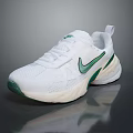 White Sports Sneakers With Green Logo Mesh Upper And Casual Sole Design