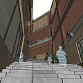 Modern Commercial Street With Multi Storey Buildings Shops Glass Facades And Palm Trees