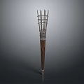 Torch Shaped Household Item With Metal Grid Top And Wooden Handle