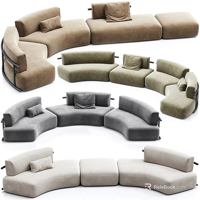 Stylish Two Seater Sofa Designs In Neutral Tones For Living Room Decor 3d model 
